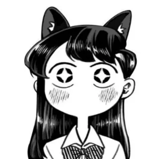 🙂 Komi Shouko Komi Can't Communicate anime, manga, cat ears, cute, kawaii, komi san, komi shouko whatsapp sticker