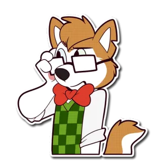 😒 perro, gafas, dibujos animados, pajarita, peludo, antropomórfico telegram sticker