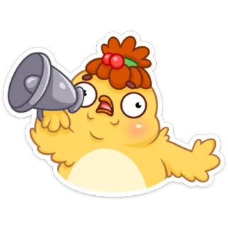 📢 oiseau, poussin, mégaphone, mignon, dessin animé, animal telegram sticker
