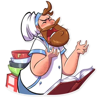 😩 chef, cooking, baking, food, recipe, cookbook, cartoon, happy telegram sticker