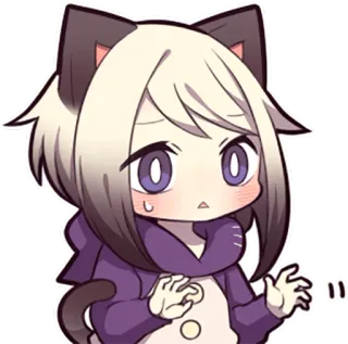 😥 Anime, Fille chat, Kawaii, Mignon, Dessin animé, Manga whatsapp sticker