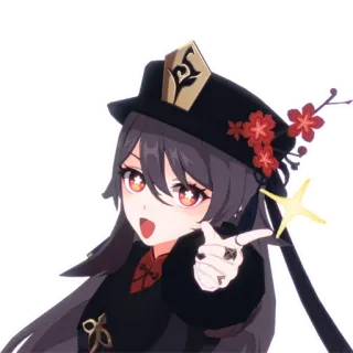 🤩 Hu Tao Genshin Impact anime, videogame, Genshin Impact, Hu Tao, fofo, personagem, apontando telegram sticker