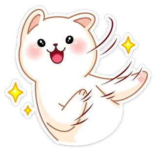 🤩 кот, милый, мультик, счастливый, каваи, животное, наклейка telegram sticker