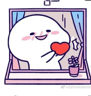 ❤️ mignon, coeur, dessin animé, fenêtre, fleur, amour telegram sticker