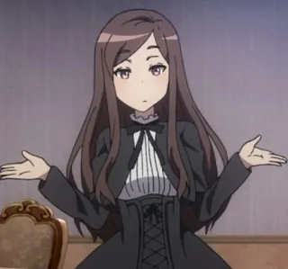 🤷‍♀ anime girl, shrugging, character, brunette, long hair, female whatsapp sticker