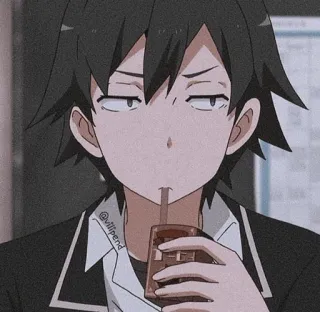 🎟 Hachiman Hikigaya My Teen Romantic Comedy SNAFU anime, jongen, drinken, cartoon, student telegram sticker