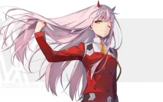 😌 Zero Two Darling in the Franxx Anime, Gadis, Rambut merah muda, Zero Two, Darling in the Franxx, Karakter telegram sticker