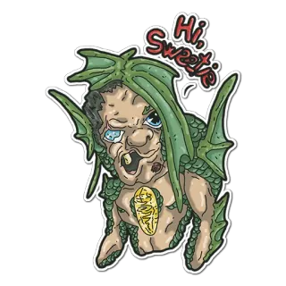 😙 Hi, Sweetie! mostro, creatura, saluto, fantasy, illustrazione whatsapp sticker