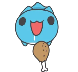 🍗 Desenho animado, Fofo, Comida, Frango, Kawaii, Azul, Mascote telegram sticker
