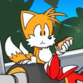 🦊 Tails Tails, Sonic the Hedgehog, Cartoon, Fuchs, Hotdog, Charakter whatsapp sticker