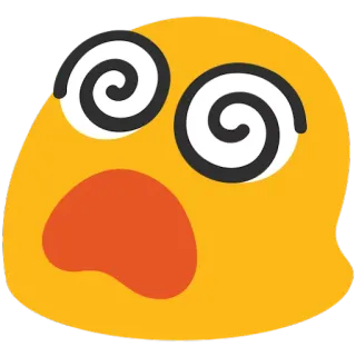 😵 Emoji, Oszalały, Spiralne oczy, Zszokowany, Wyrażenie, Zdezorientowany, Kreskówka, Emocja telegram sticker