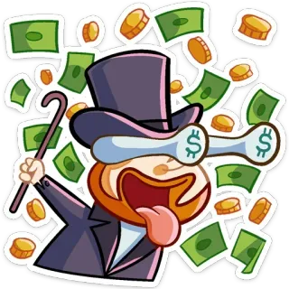🤑 money, wealth, cartoon, rich, dollar signs, celebration telegram sticker