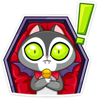 😳 Katze, Vampir, Cartoon, Halloween, Sticker, Tiere telegram sticker