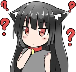 🦄 Anime, Ponto de interrogação, Gato, Confuso, Adesivo, Desenho animado telegram sticker