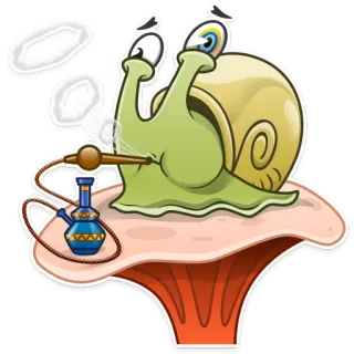 🚬 escargot, dessin animé, narguilé, fumer, champignon, animal, mignon, drôle telegram sticker