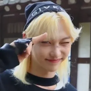 🦮 GIVENCHY portrait, man, blond hair, beanie, winking telegram sticker