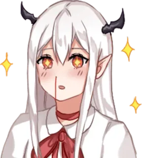 😳 Anime, Iblis, Gadis, Lucu, Berkilau, Kawaii, Rambut Putih, Telinga Elf telegram sticker