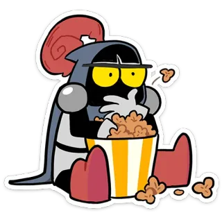🍿 cartoon, knight, popcorn, watching, entertainment, character, funny, movie telegram sticker