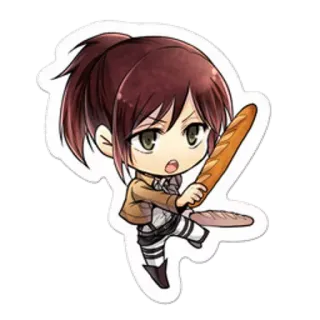 😑 Sasha Braus Attack on Titan Anime, Mangá, Comida, Pão, Chibi, Personagem telegram sticker
