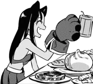 🖤 anime, girl, food, eating, happy, manga telegram sticker