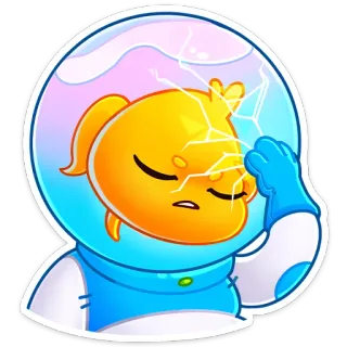 🤦‍♀️ sticker, astronaut, fish, character, cracked helmet, headache, cartoon, emoji whatsapp sticker