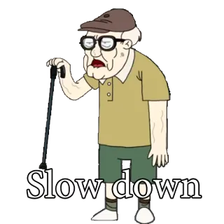 ⛔ Slow down старик, мультик, трость, медленный telegram sticker