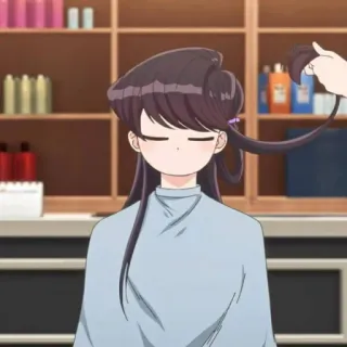 💇‍♀️ Komi Shouko Komi Can't Communicate 애니메이션, 헤어컷, 코미 양은 커뮤증입니다, 코미 쇼코, 미용실, 머리카락 telegram sticker