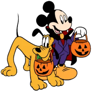 😌 Mickey Mouse mickey mouse, pluto, halloween, kürbis, vampir, disney, cartoon telegram sticker