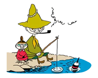 🎣 Snufkin Moomin moomin, angeln, snufkin, kleine my, cartoon telegram sticker