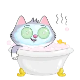 🛁 고양이, 욕조, 스파, 휴식, 귀여운, 동물, 목욕, 오이 telegram sticker