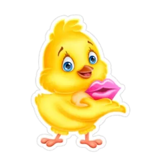 👄 цыпленок, птица, мультфильм, милый, поцелуй telegram sticker