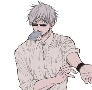 🌟 Satoru Gojo Jujutsu Kaisen アニメ, 五条, 悟, 呪術廻戦, キャラクター, メガネ, 絆創膏 telegram sticker