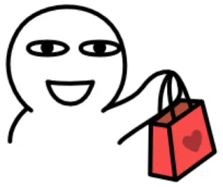 😀 Cartoon, Herz, Einkaufstasche, Liebe, Geschenk telegram sticker