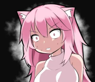 😡 animé, fille chat, cheveux roses, choqué, surpris telegram sticker