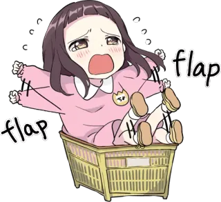 😭 flap Anime, Desenho animado, Chorando, Movimento, Emoção exagerada, Cesta, Garota telegram sticker