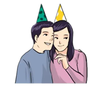 💑 casal, festa, celebração, chapéus, desenho animado telegram sticker