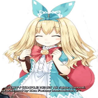 😇 ACTORY COMPILE HET All rights reseretd.
åd pabished by bica Factory Internations, Inc Anime, Mignon, Fille, Cheveux blonds, Nœud, Dessin animé, Illustration whatsapp sticker