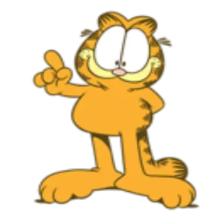 ☝️ Garfield Kreskówka, Kot, Pomarańczowy, Garfield, Wskazywanie, Ilustracja, Zabawny telegram sticker