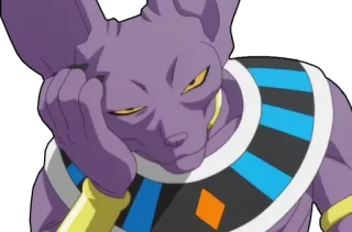 😒 Beerus Dragon Ball Anime, Katze, Lila, Gelangweilt, Gott telegram sticker