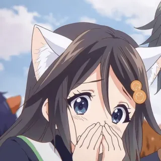 😮 anime, cat ears, cartoon, girl, cute, kawaii telegram sticker