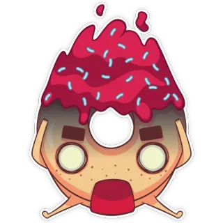 😱 donat, kartun, makanan, hidangan penutup, manis, stiker telegram sticker