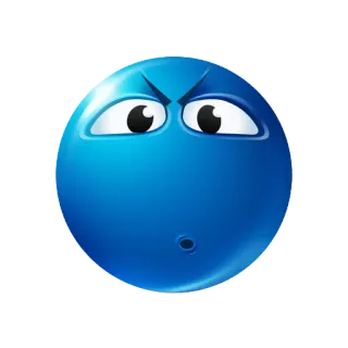 😯 Emoji, Arrabbiato, Blu, Infastidito, Faccia, Espressione telegram sticker