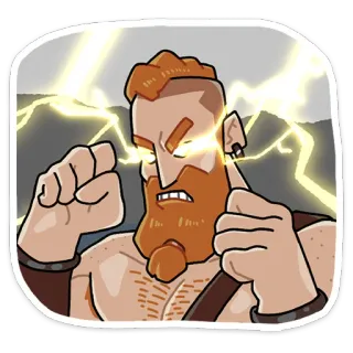 👊 Wikinger, Krieger, Wut, Raserei, Elektrizität, Donner, Mythologie, Cartoon telegram sticker