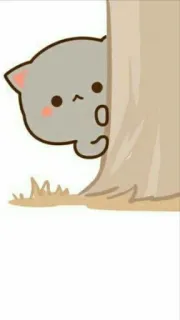 👀 gatto, kawaii, carino, sbirciare, albero telegram sticker