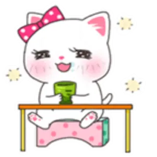 ☕ chat, animal, mignon, kawaii, sticker, dessin animé telegram sticker