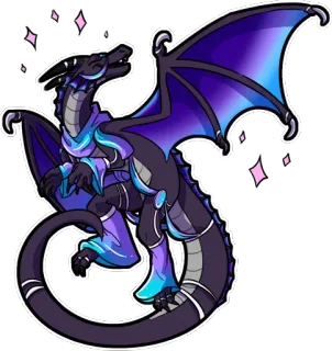 💖 dragão, fantasia, criatura, animal, escamas, mítico, asas, roxo, azul telegram sticker