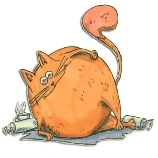🍔 кот, мультфильм, животное, юмор, иллюстрация telegram sticker