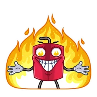 🔥 dinamite, fogo, desenho animado, explosivo, perigo, personagem de desenho animado whatsapp sticker