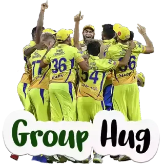 😊 Group Hug grup, pelukan, tim, perayaan, olahraga, kriket telegram sticker