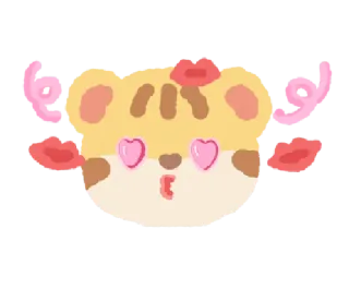 🦁 dessin animé, baiser, kawaii, animal, autocollant, cœur telegram sticker